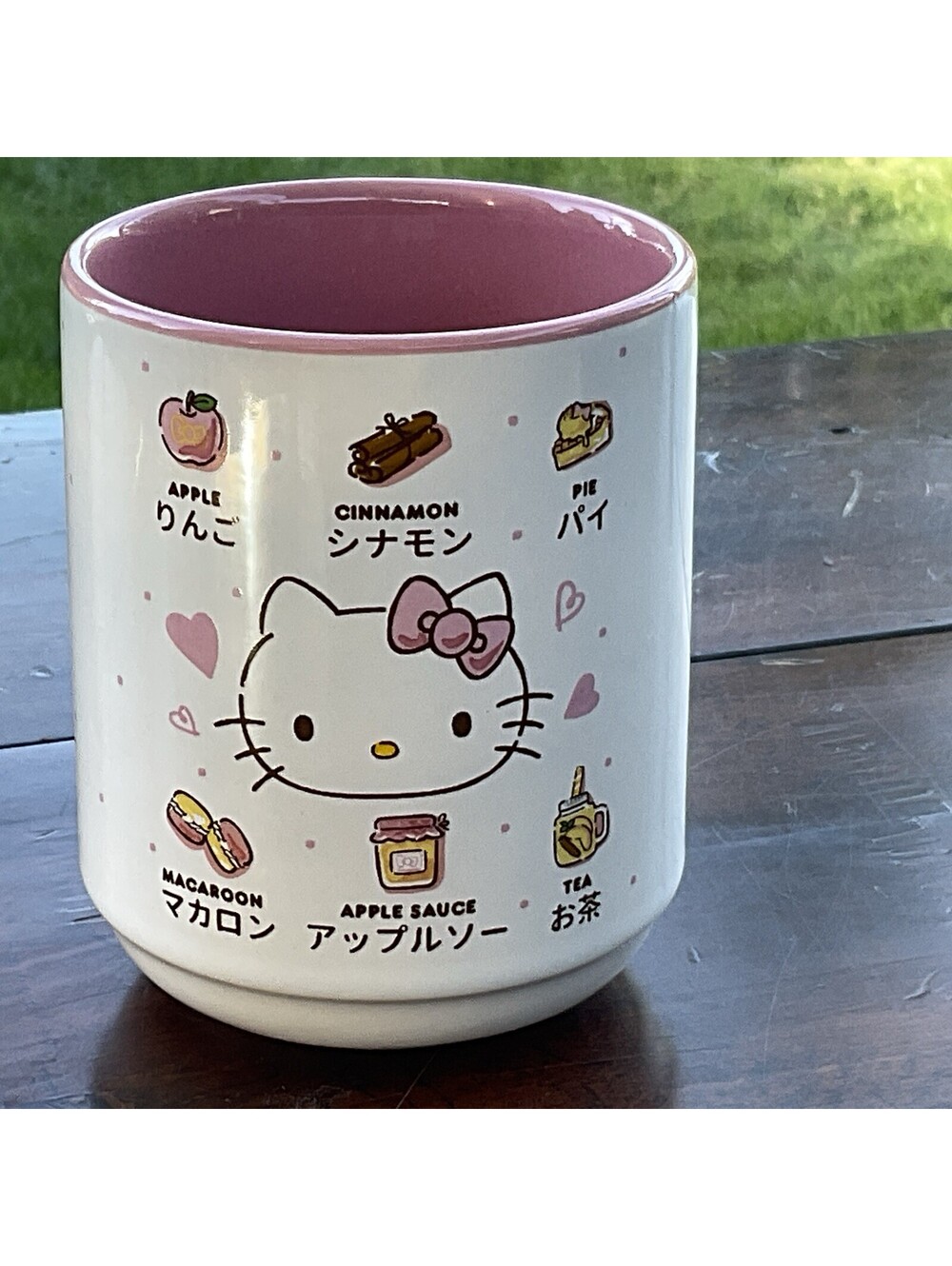 Hello Kitty RARE Apple Icons Ceramic Tea Mug No Handle Sanrio 12oz.